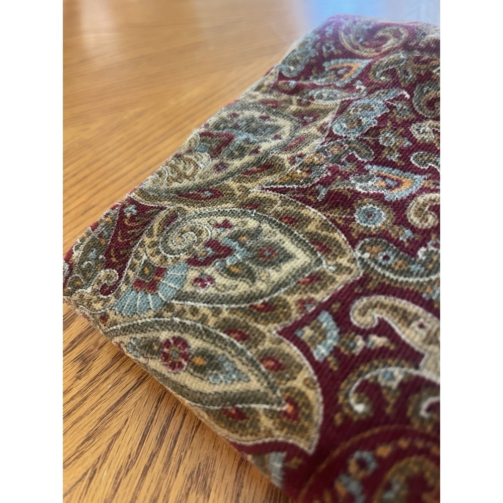 Vintage Tommy Hilfiger Pillow Shams Covers Set Pair Red Light Corduroy Paisley - Picture 12 of 13
